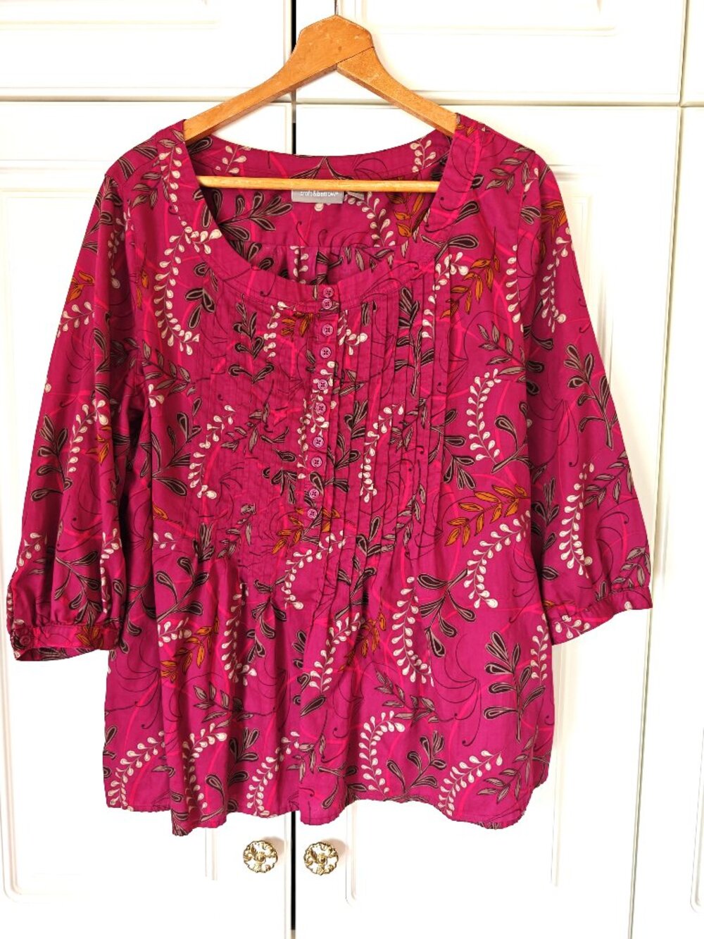 Croft and Barrow Fuscia/Pink Floral Top, Size XL